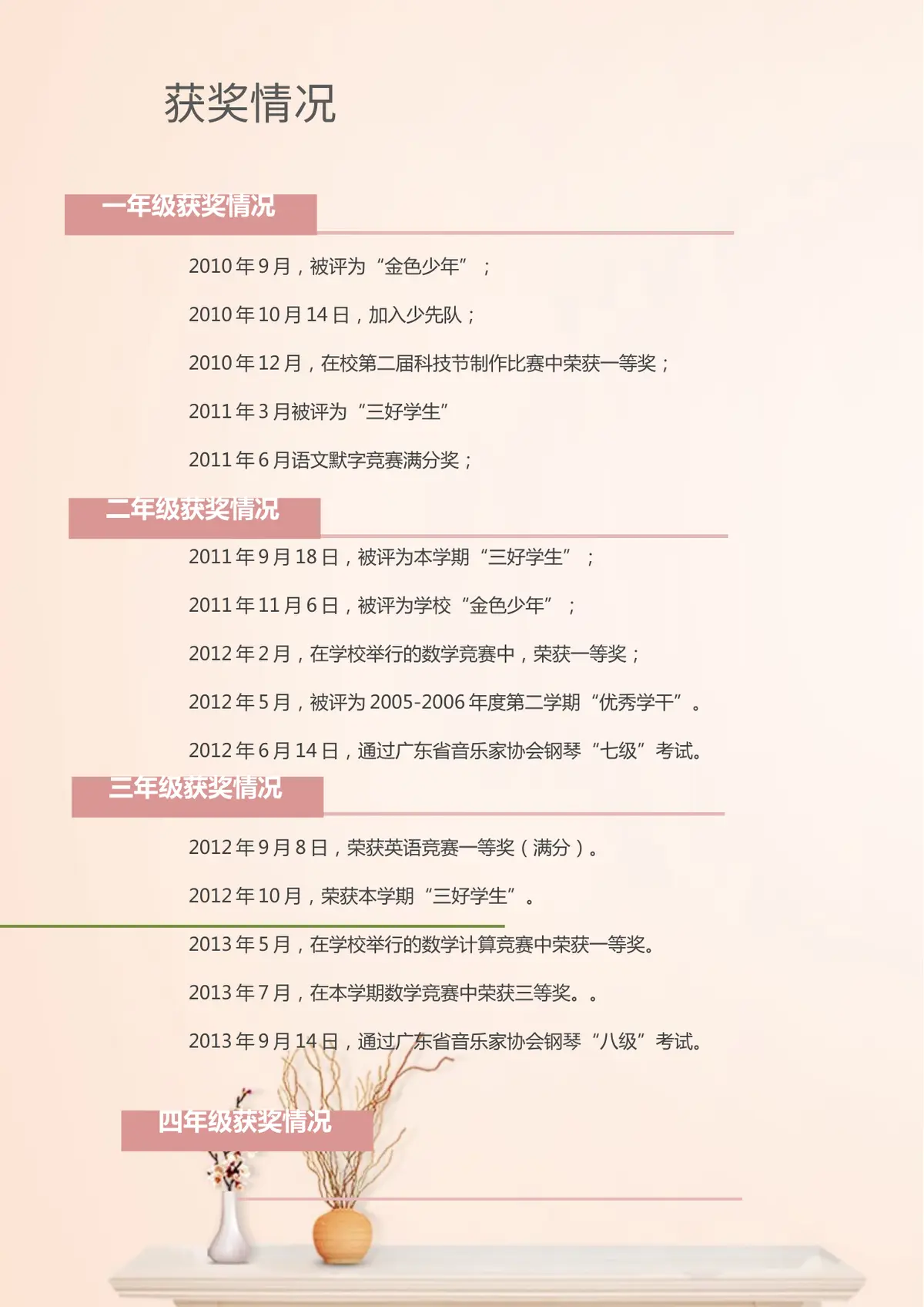 2026广州市天河区第一实验小学小升初简历 5第4页预览