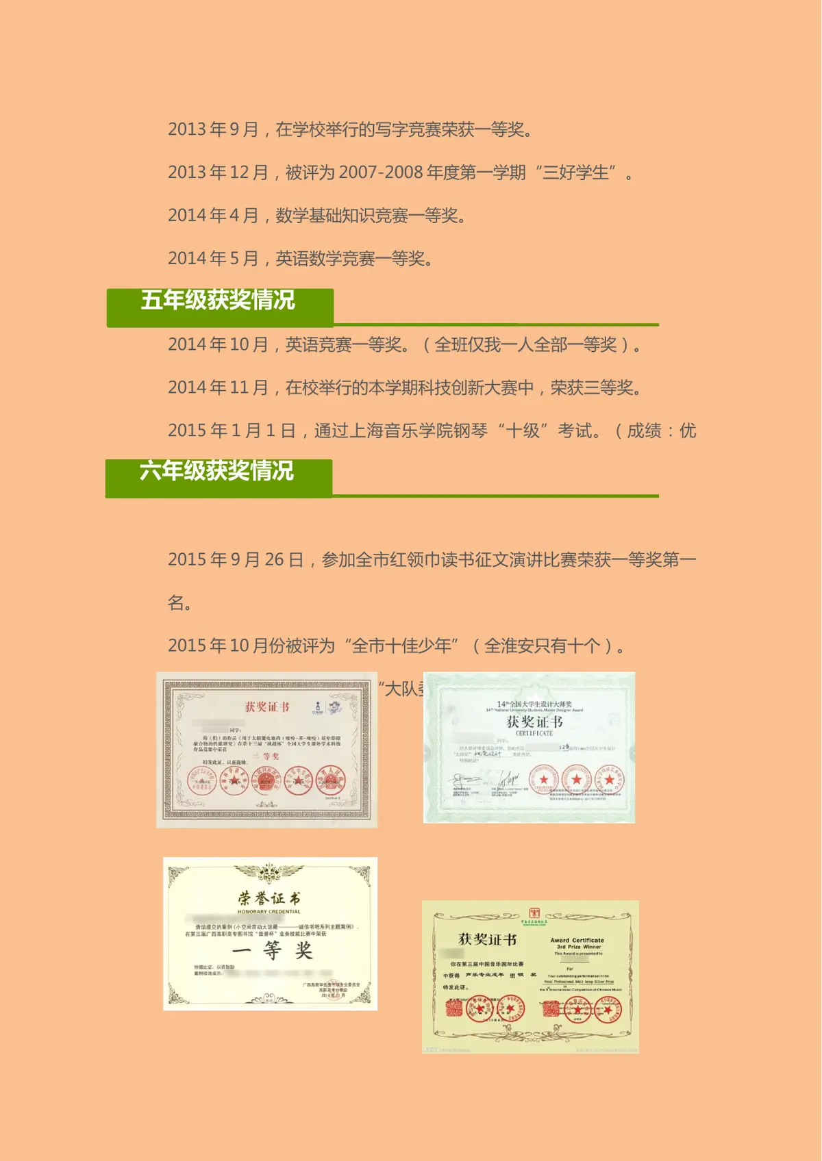 2026广州市天河区第一实验小学小升初简历 18第5页预览