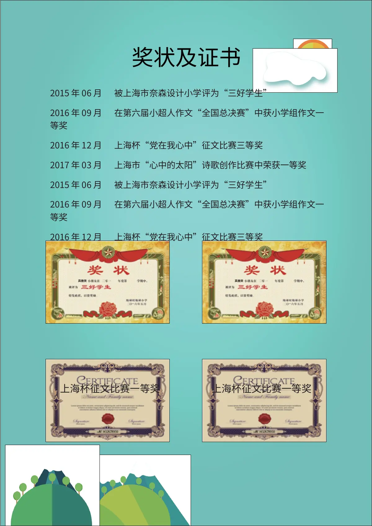 2026上海市奈森设计小学小升初简历 3第4页预览