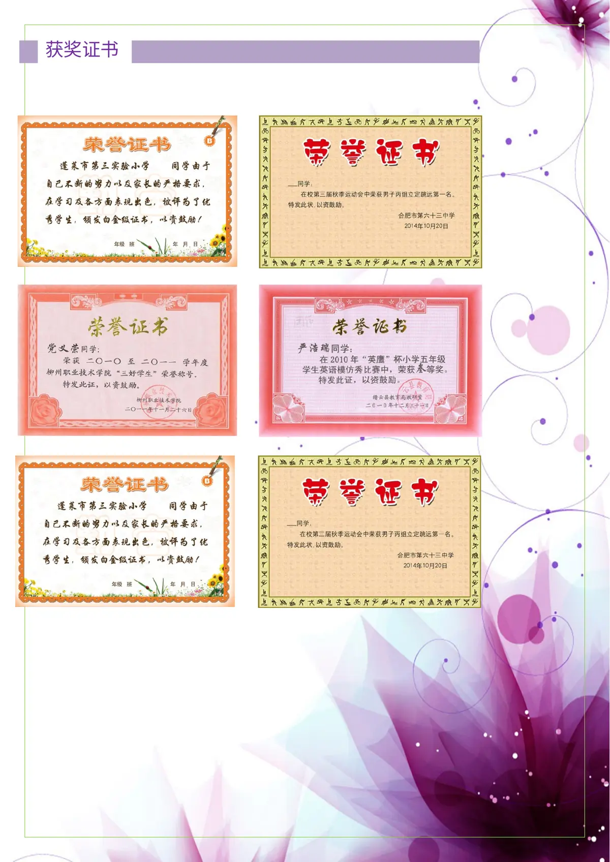 2026中国美术学院小升初简历 3 2第5页预览