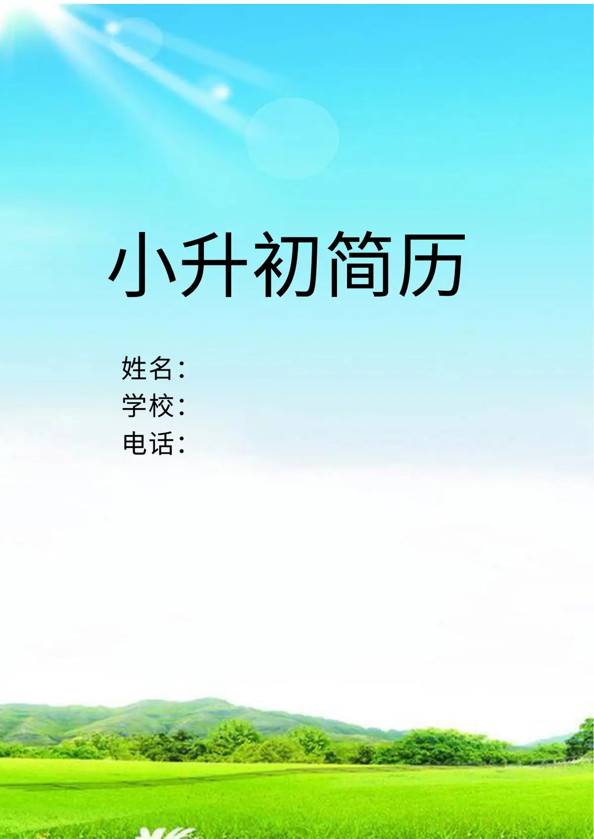 2026中国美术学院小升初简历 5 2第1页预览