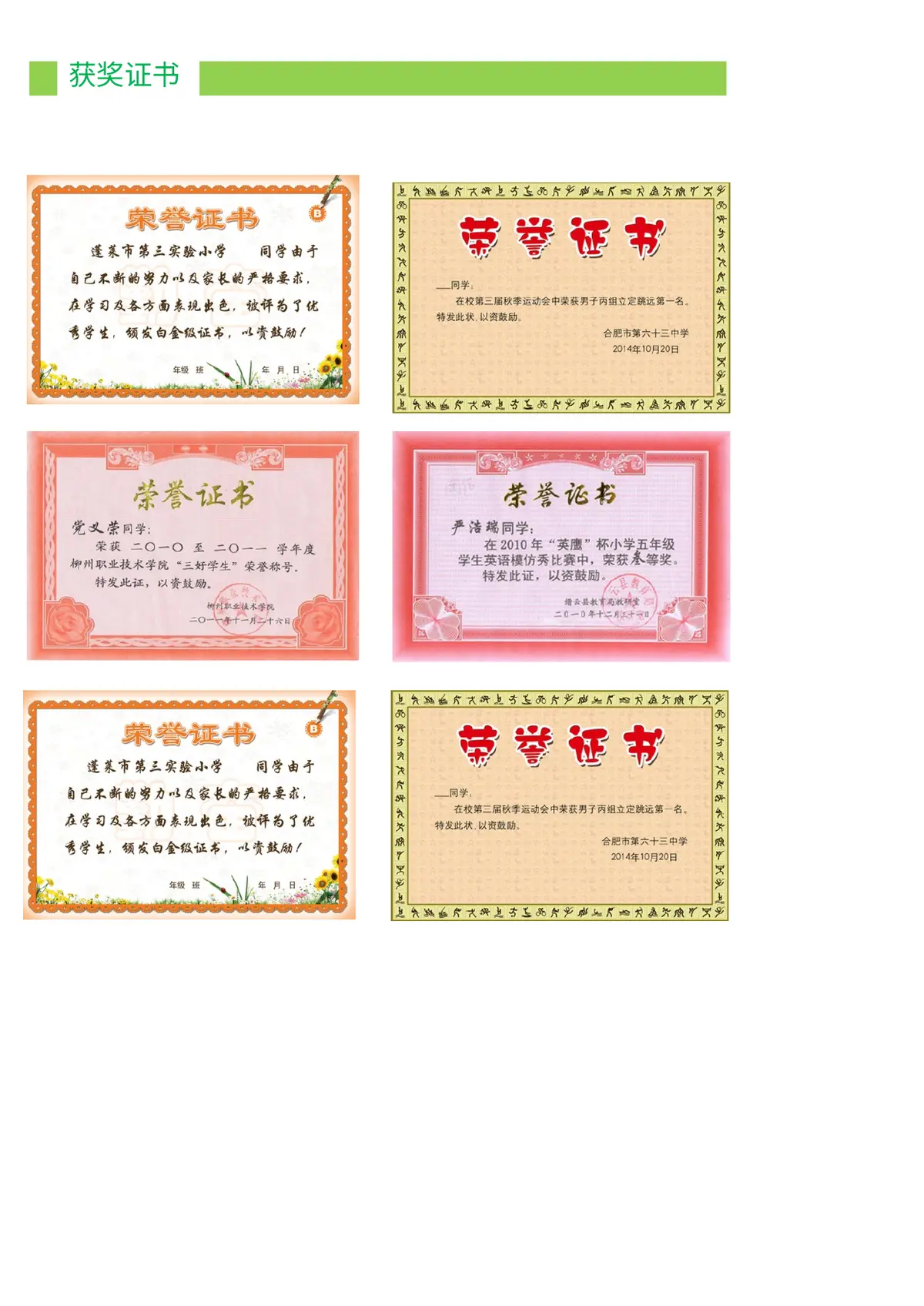 2026中国美术学院小升初简历 9 2第5页预览