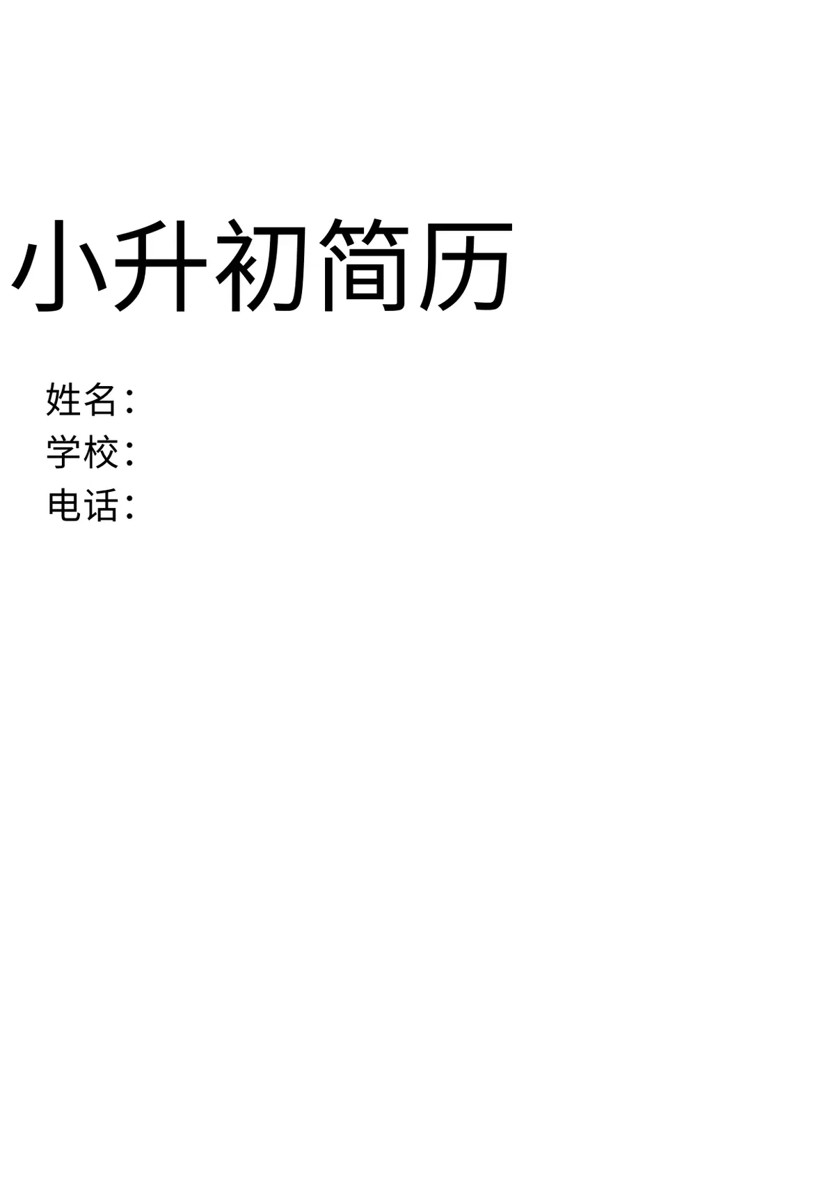 2026中国美术学院小升初简历 13第1页预览