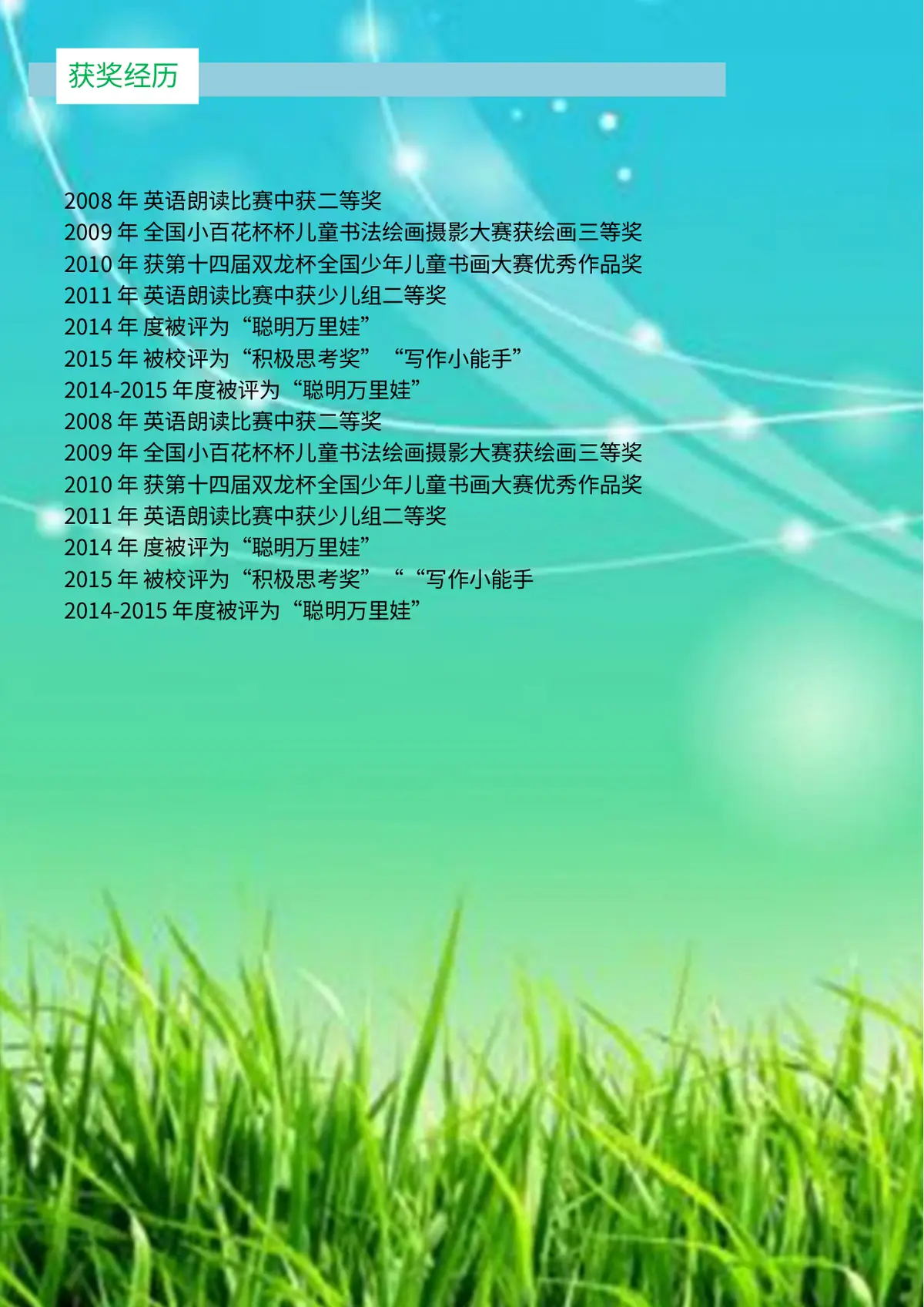 2026中国美术学院小升初简历 15第4页预览