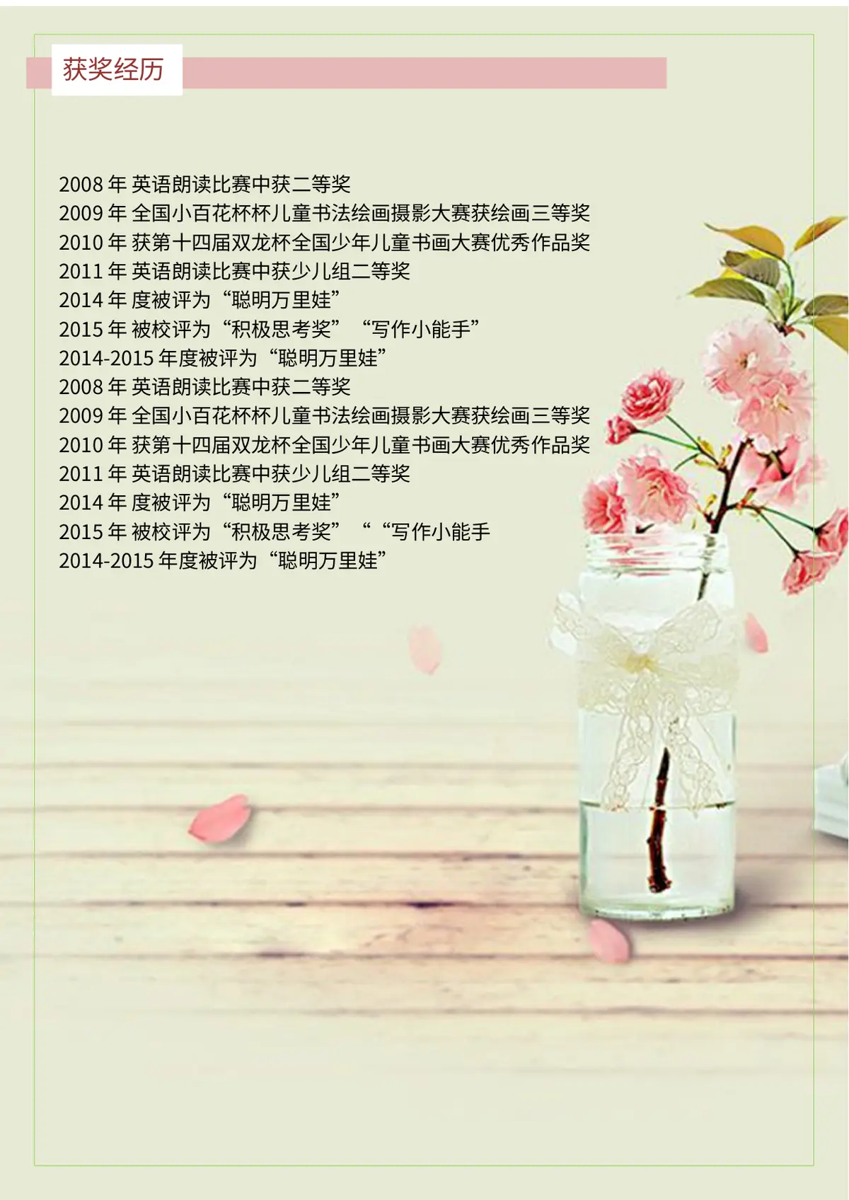 2026中国美术学院小升初简历 17第4页预览