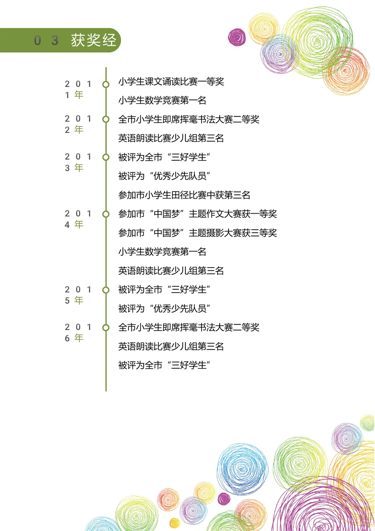 2026彩色童趣小升初简历模板第4页预览