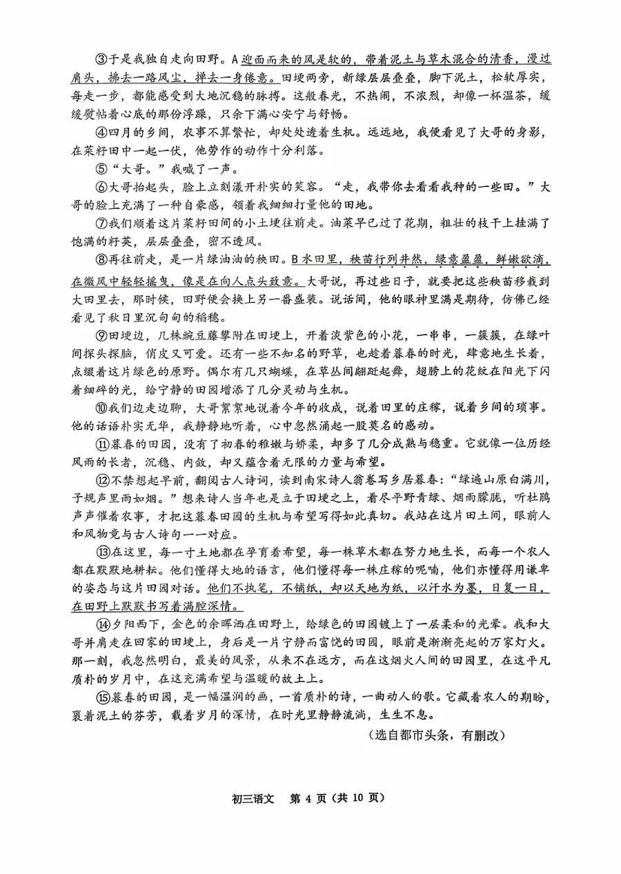 2026届九下二模语文第4页预览