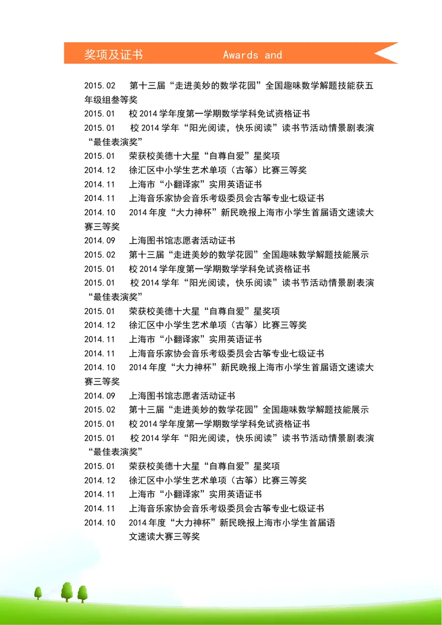 2026个性化定制小升初简历模板第6页预览