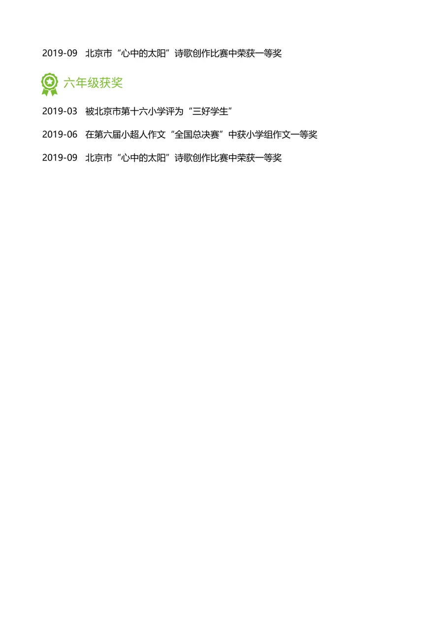 2026北京市某小学小升初简历第5页预览