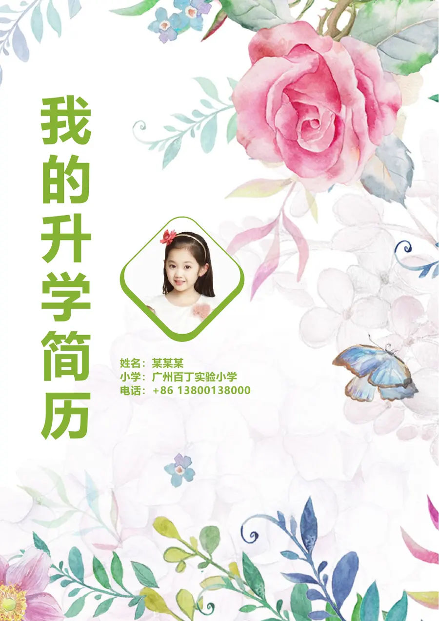 2026荣耀殿堂小升初简历模板预览图