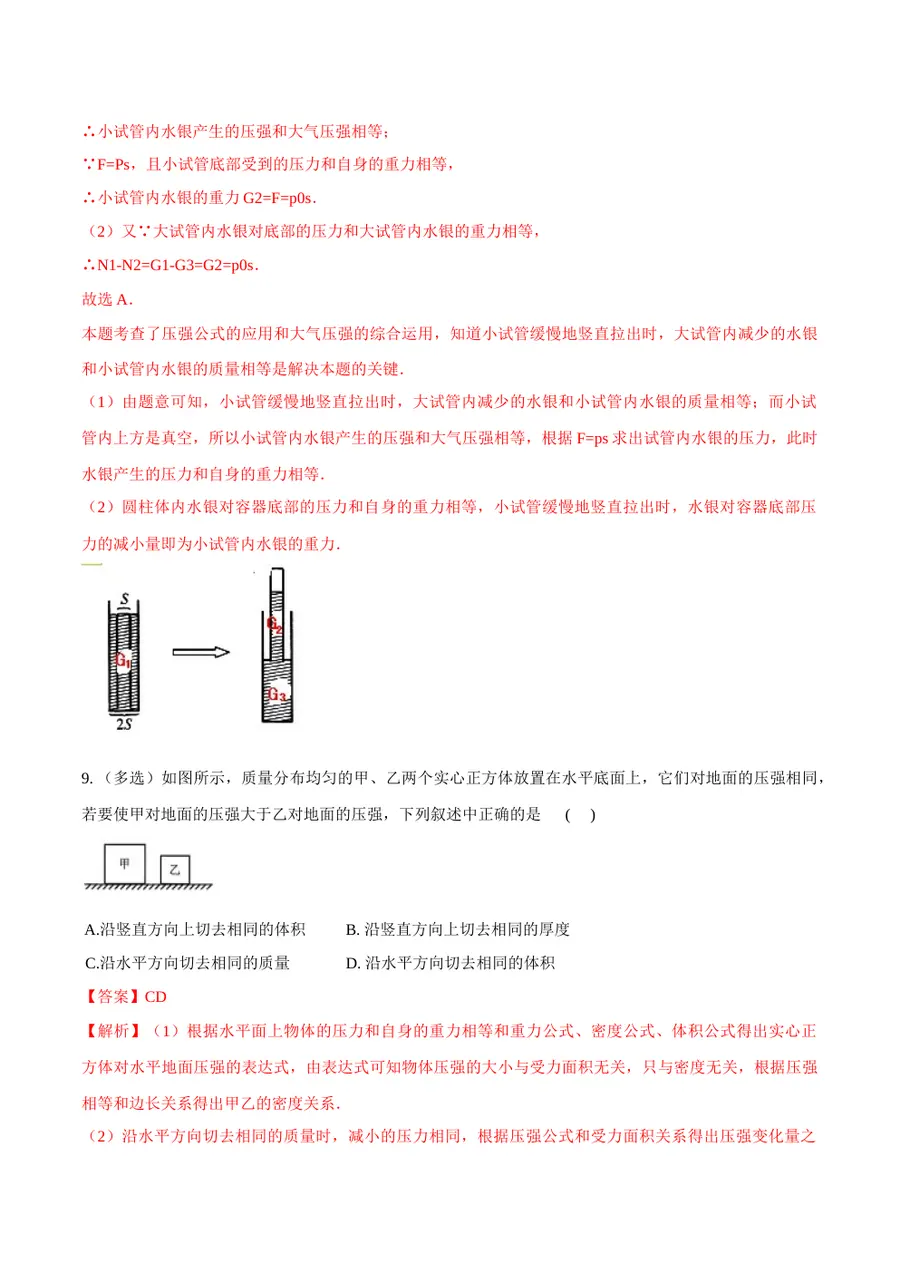 2026专题02 压力和压强（解析版）第5页预览