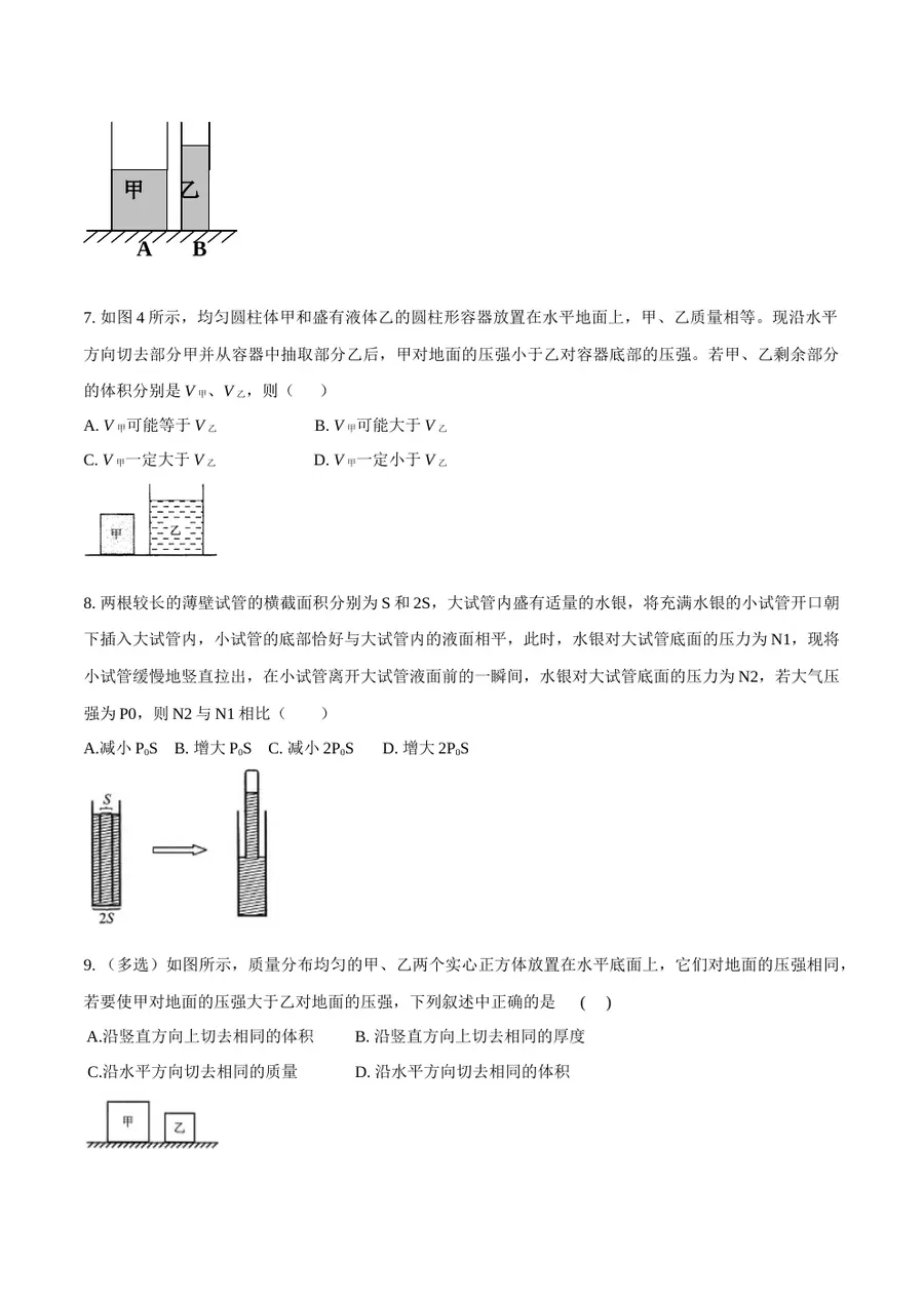 2026专题02 压力和压强（原卷版）第3页预览