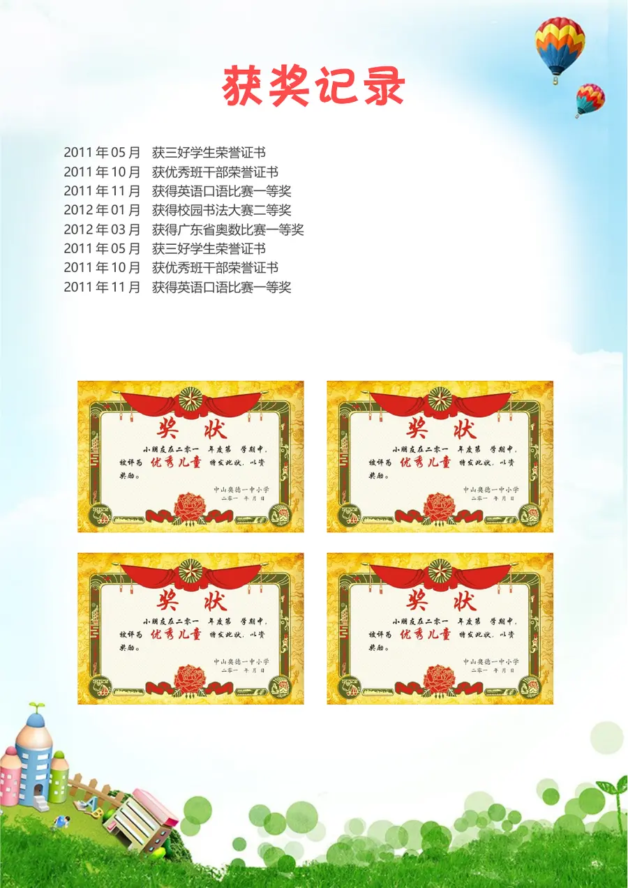 2026精英培育小升初简历模板第5页预览