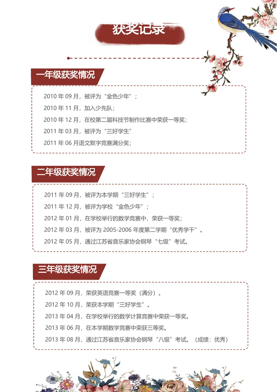 2026时尚潮流设计小升初简历模板第5页预览