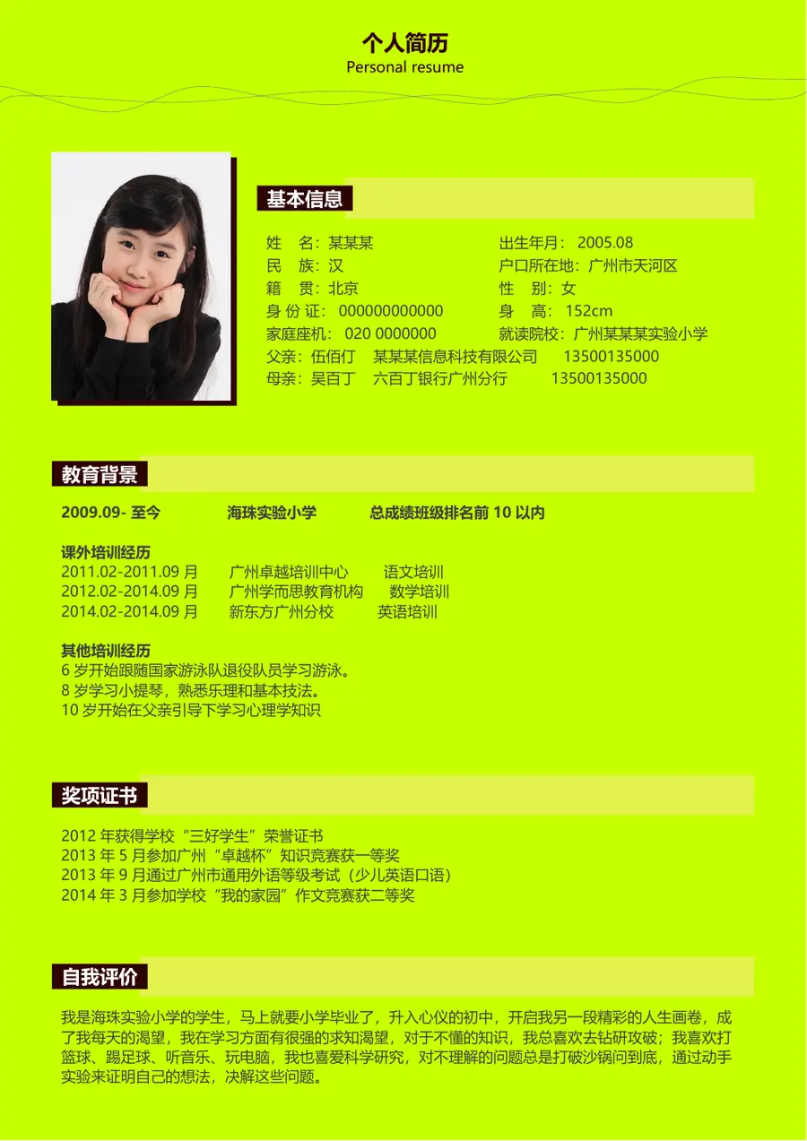 2026小升初综合素质展现模板第3页预览