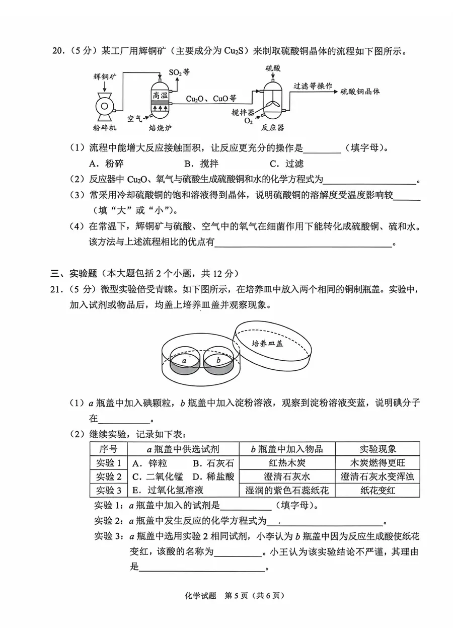 2026年重庆中考化学第5页预览