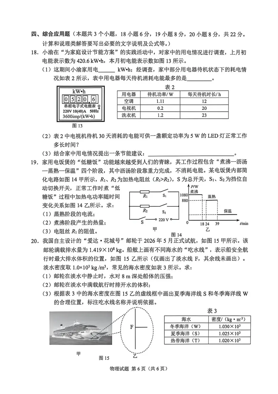 2026重庆中考物理第6页预览